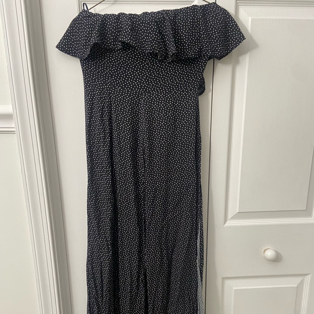 GoodMorning off the shoulder polka dot romper dress